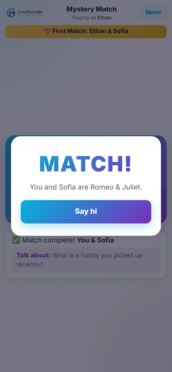 Mystery Match complete after finding the other half